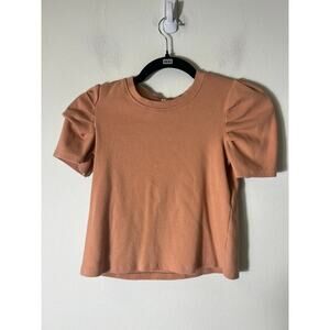 Girls Hayden Girls Orange Ribbed Short Sleeve Knit Half Sleeve Shirt Sz S